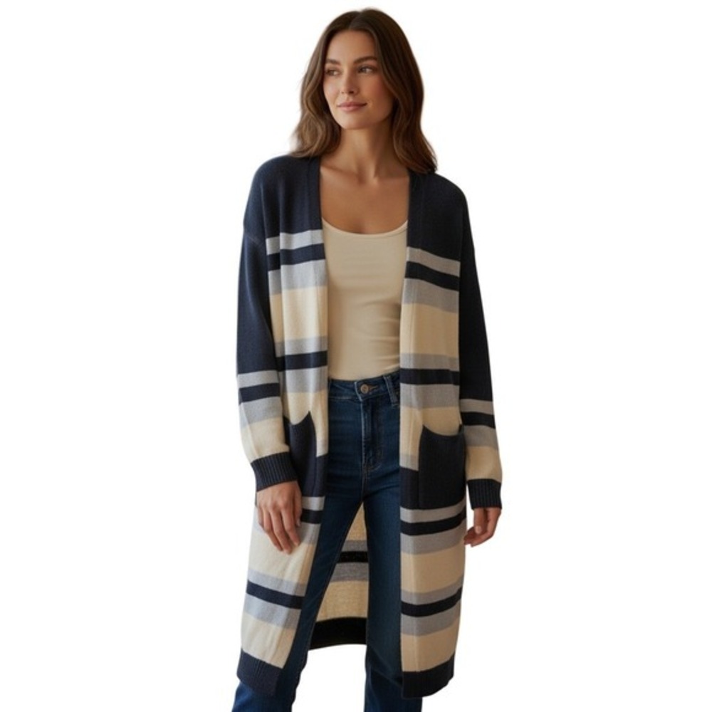 Freshman 1996 Oversized Striped Open Front‎ Cardigan Borrowed Sweater S/M NWOT
